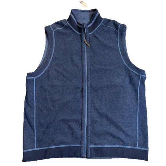Tommy Bahama XXL Men's Reversible Full Zip Sweater Vest Flip Coast Blue NWT - Picture 8 of 9